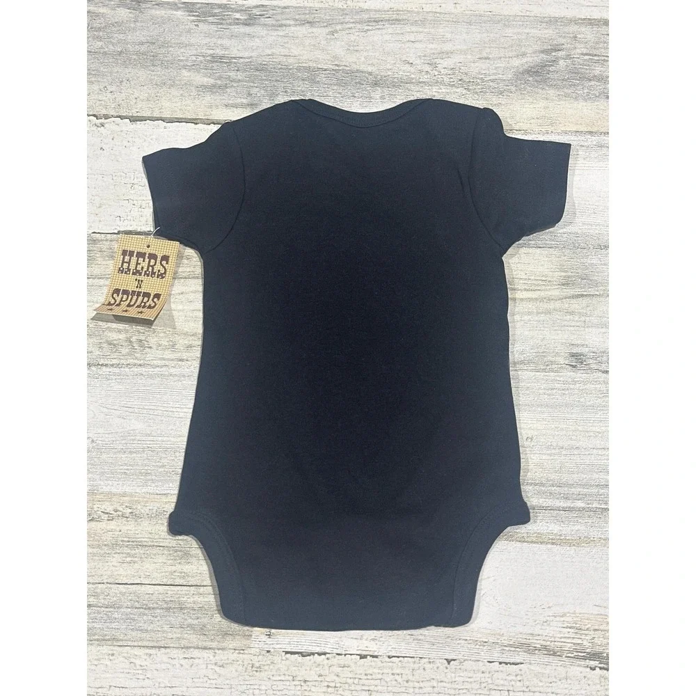 Hers 'N Spurs Bodysuit 12-18M Black First Rodeo Graphic NWT